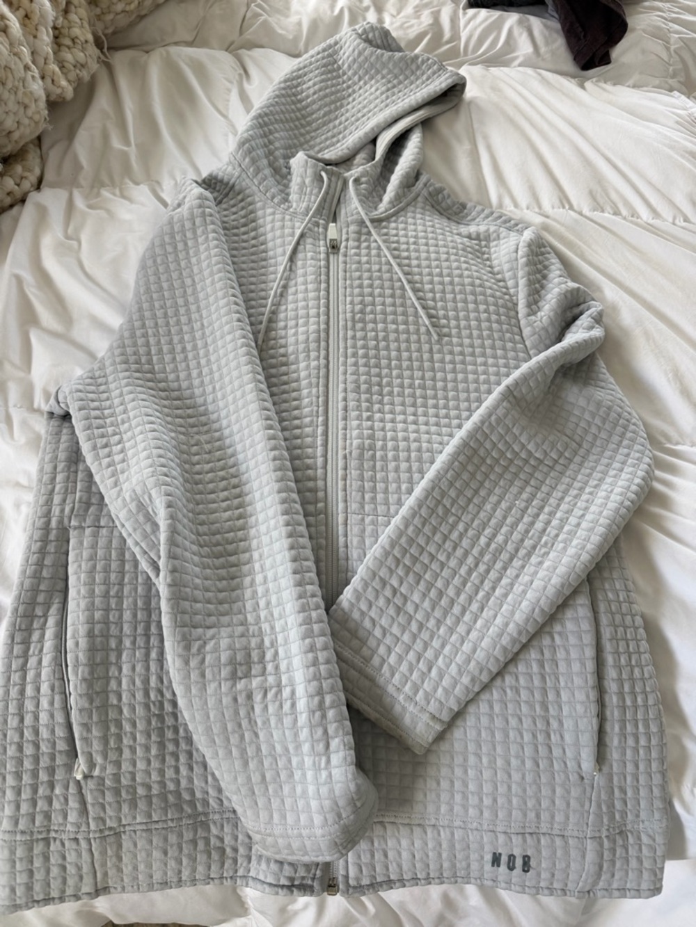 NOBULL Quilted Light Gray Full-Zip Jacket